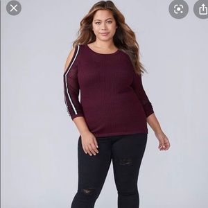 Lane Bryant Cold Shoulder Mesh Sweater